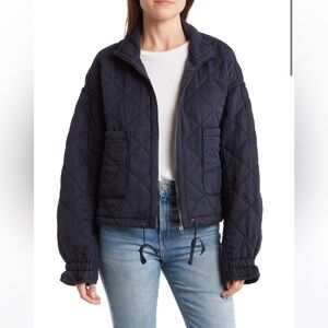 Blank NYC S Navy Blue Cropped Quilted Jacket